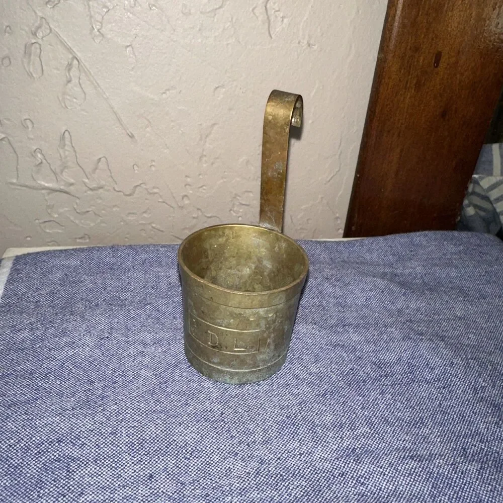 Antique French set of Brass Measuring Cups set of 6- From 1/2L to 1cl